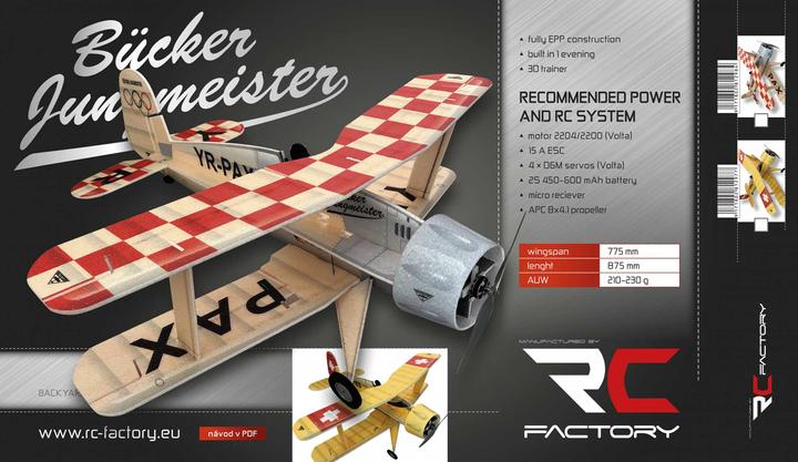 Image du produit RC Factory RC-Factory Bücker Jungmeister Yellow BACKYARD series (Voltige)