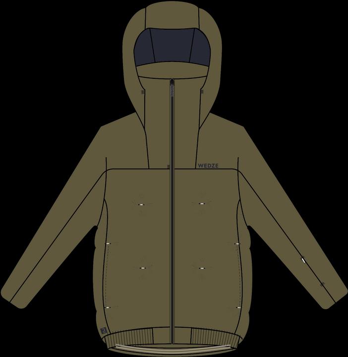 Actual product image Wedze Children's ski jacket padded warm waterproof - Piste 500 khaki (146)