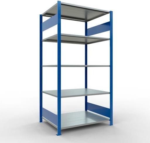 Sistema di scaffalature di base senza viti MULTIplus150 con ripiani di lunghezza