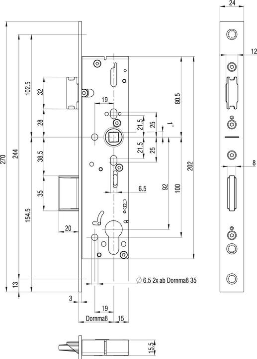 Actual product image BKS Panic tubular frame mortise lock B 1826