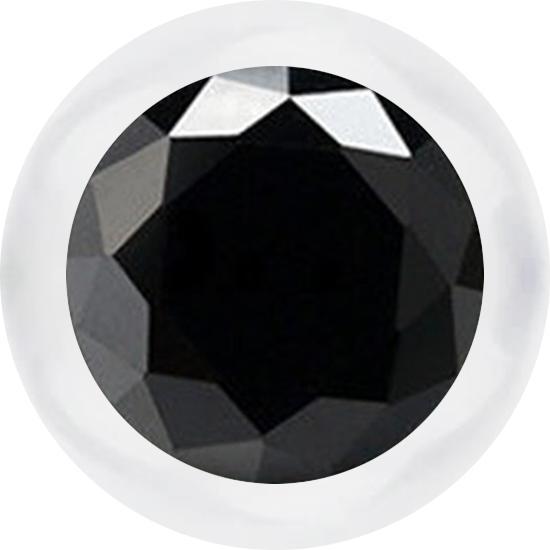 Star Piercing Micro Kugel transparent mit Kristall schwarz (ohne Messing, Bioflex)