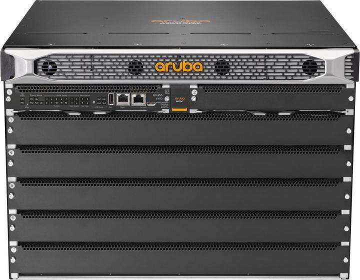 Actual product image HPE E Aruba 6405 Switch, 2 Management Module Slots, 5 Line Module Slots, 4 Power Supply Slots, 2 Fan T