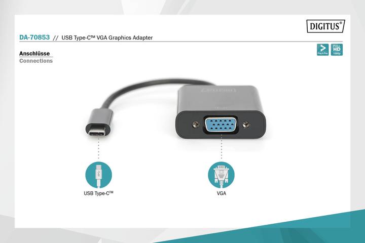 Produktbild Digitus USB zu VGA (USB Typ-C, 4.50 cm)