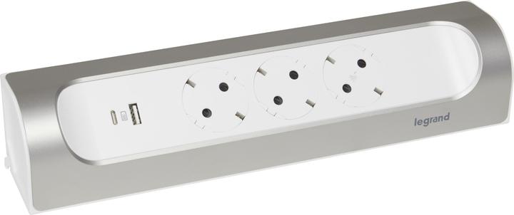 Legrand Corner socket strip 3x socket, USB-A, USB-C, without cable Ultra white/aluminium 694504 (3 x)