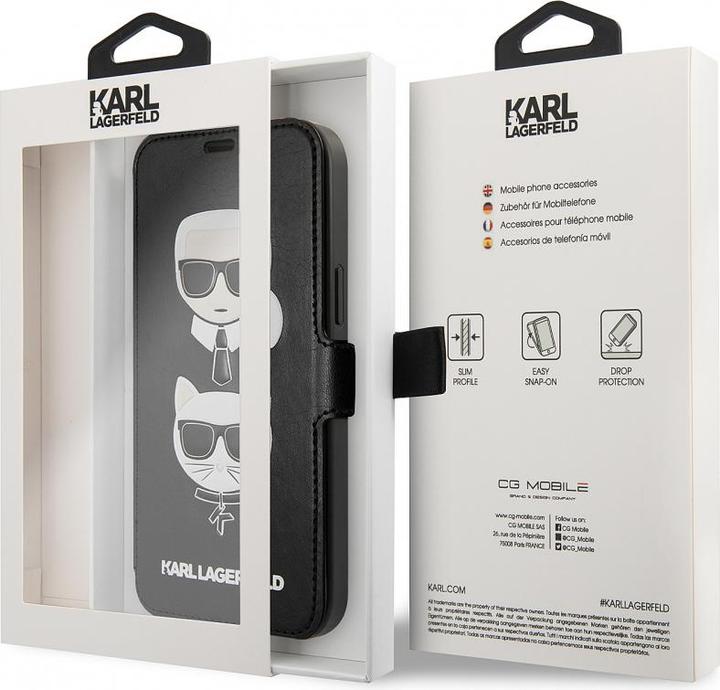 Actual product image Karl Lagerfeld Leather Cover Heads Book for Apple iPhone 12 /12 Pro Black KLFLBKSP12MFKICKC (EU ) (Apple iPhone 12 Pro, Apple iPhone 12)