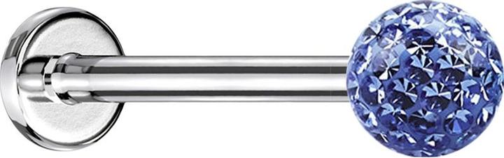 Immagine prodotto Star Piercing Micro Labret argento con sfera di cristallo azzurra e strato protettivo epossidico (senza ottone, Acciaio chirurgico 316L)