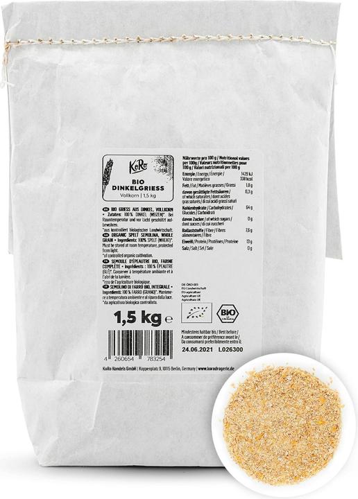 Produktbild KoRo Bio Dinkelvollkorngriess, grob (1500 g)