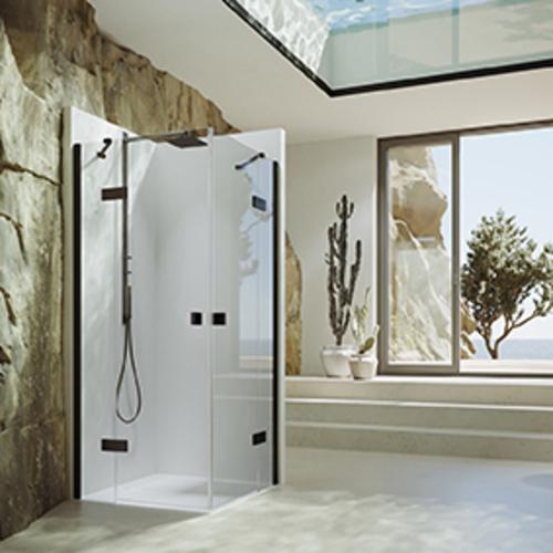Actual product image Hüppe SolvaPro pivot door with fixed segment, right fastening, width: 80cm, height:200cm (211 cm, 96 cm, 11 cm)