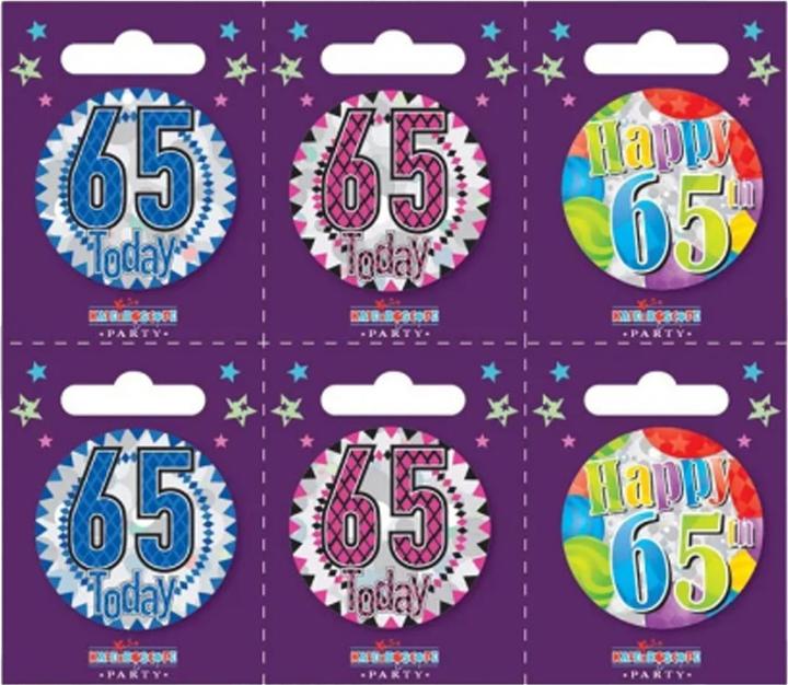 Actual product image Kaleidoscope Small 65th Birthday Badge Set