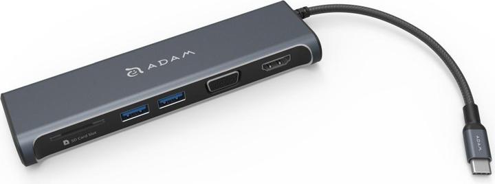 Produktbild Adam Elements CASA HUB A03 - USB-C Multi-Port Adapter inkl. 4K HDMI und FullHD VGA, Grey (USB-C, 5 Ports)