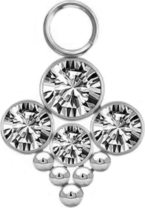 Produktbild Star Piercing Anhänger silber vier Kristalle silber mit fünf Kugeln (ohne Messing, Chirurgenstahl 316L)