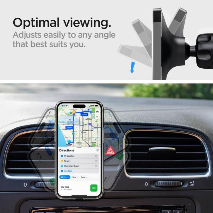 Actual product image Spigen car mount with charger ITM12W Onetap Pro 3 Magnetic Magsafe Vent Car Mount Wireless Charger b (15 W)