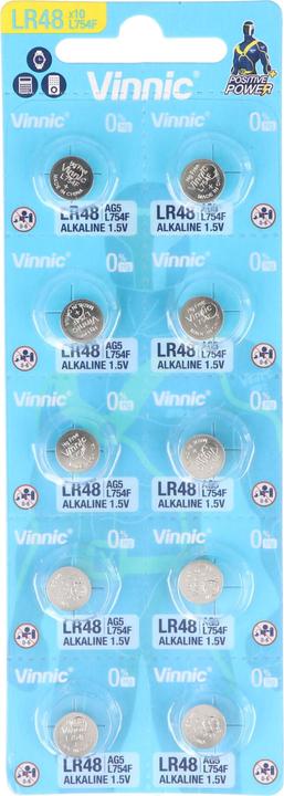 Image du produit Vinnic 10 pièces AG5, LR48, G5, LR 48, AG 5 (10 pcs, LR48, 72 mAh)