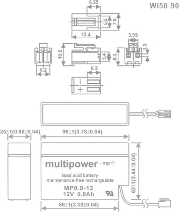 Produktbild Multipower MP0,8-12 Blei-Akku mit JST Stecker, MP0.8-12S (12V)