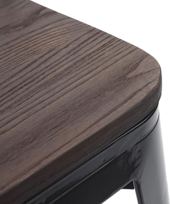 Produktbild Swisshandel24 6x Hocker inkl. Holz-Sitzfläche, Metallhocker Sitzhocker, Metall Industriedesign stapelbar - schwarz