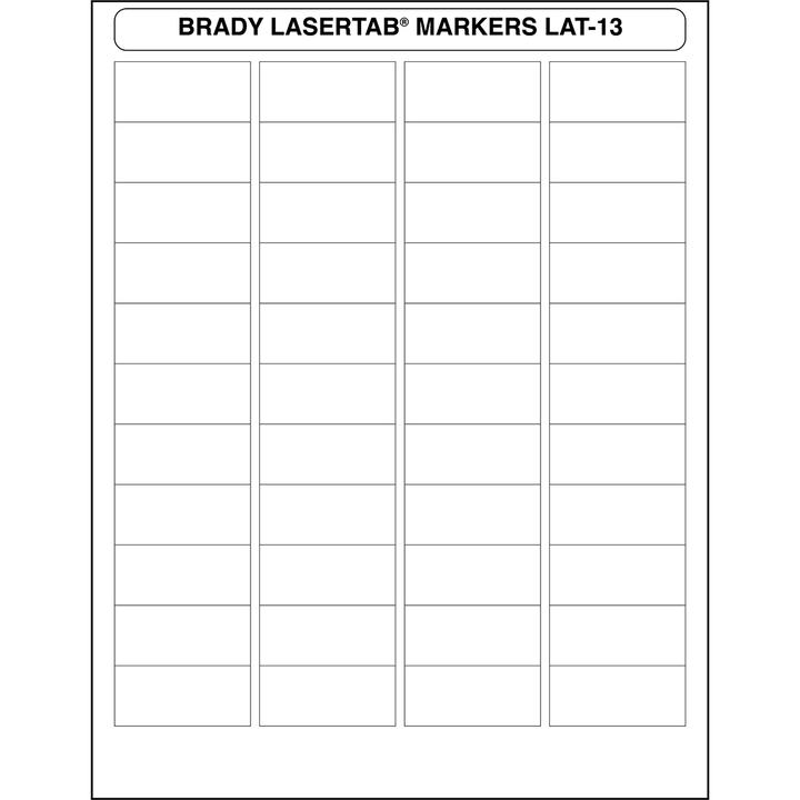 Brady LAT-13-707-2.5, polyester, mat, blanc, 47.63 x 21.16 mm, adhésif permanent, US letter, 4-bah
