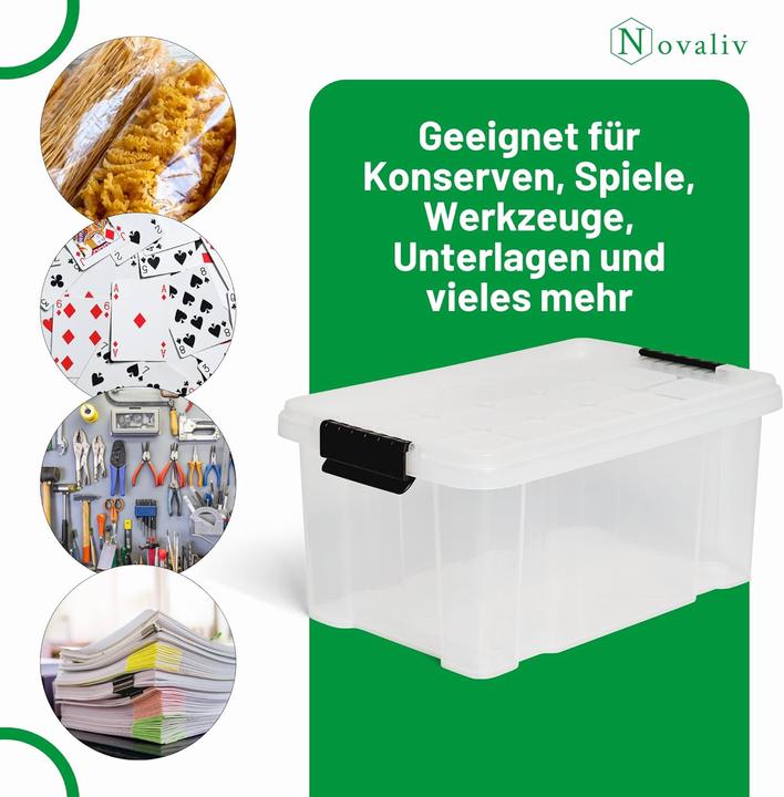 Produktbild Novaliv Aufbewahrungsbox mit Deckel 5L transparente Nestbar stapelbare Plastikbox mit Clipverschluss (5 l)
