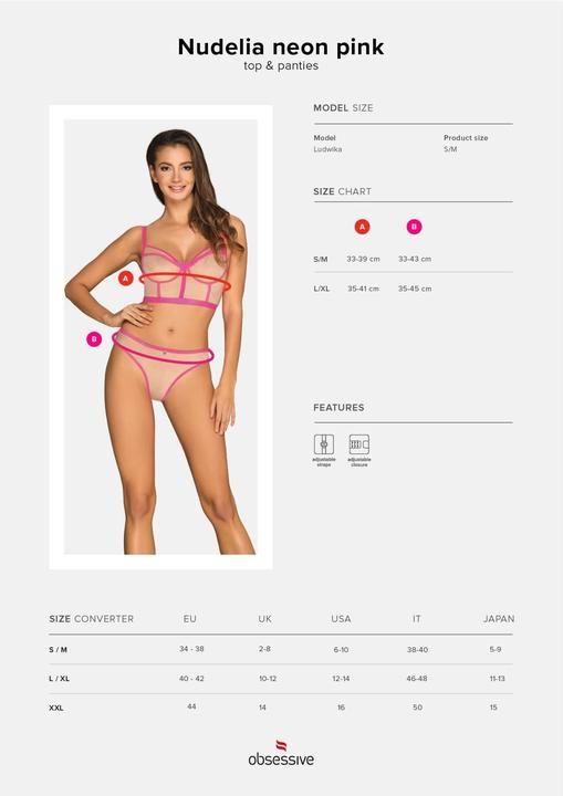 Produktbild Obsessive Nudelia 2-pcs set pink S/M (S/M)