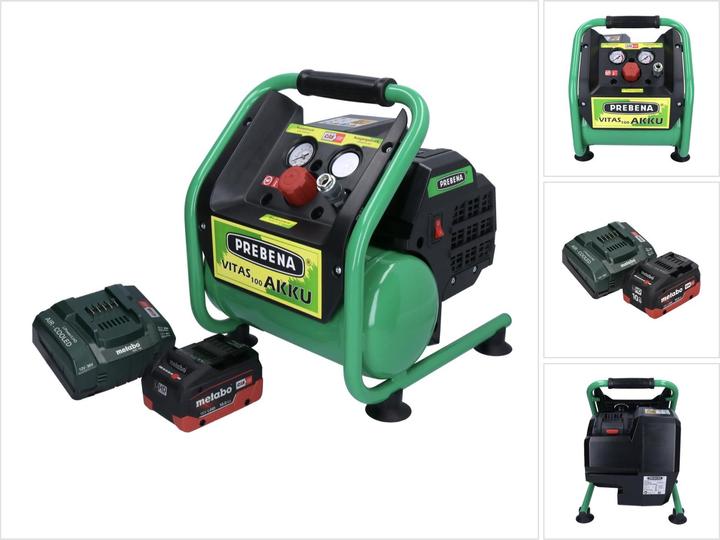 Produktbild Prebena VITAS 100-AKKU Kompressor 18 V 5 l 8 bar CAS Brushless + 1x Akku 10,0 Ah + LadegerÃ¤t (8 Bar, 5 l)