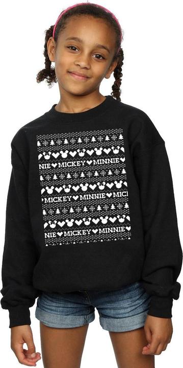 Actual product image Disney Girls Mickey And Minnie Christmas Fair Isle Sweatshirt (152, 158)