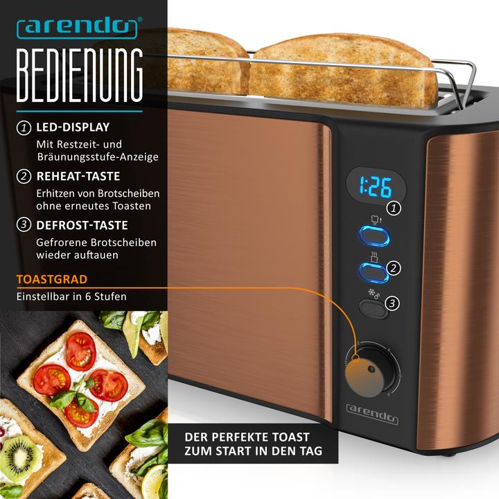Image du produit Arendo Ensemble petit-déjeuner, grille-pain 2 tranches avec grille à brioches et cuiseur à oeufs pour 6