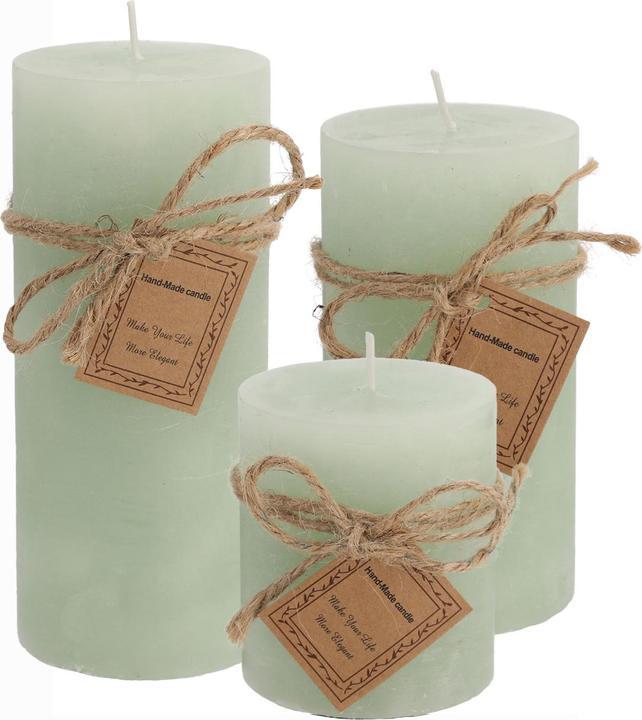Actual product image Casativo Set of 3 Frosted Turquoise Pillar Candles, Various Sizes (3 pcs.)