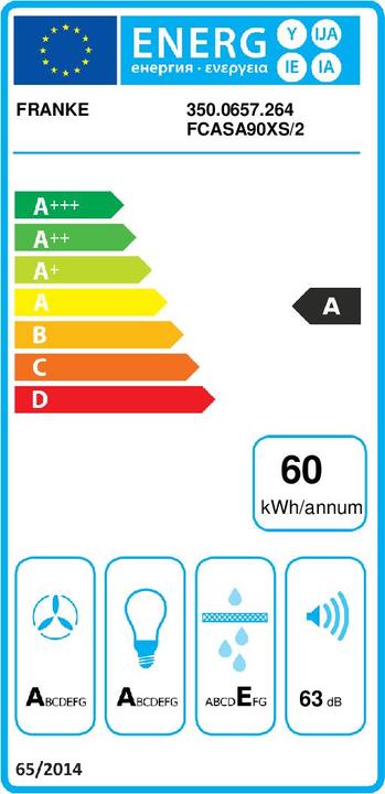 Energy Label Franke AQ-Sense Deckenhaube (Ceiling hood)