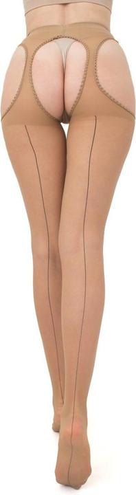 Image du produit Giulia Love Chic Bas porte-jarretelles, couleur daino-nero, taille 48-50 (20 DEN, 48 - 50)