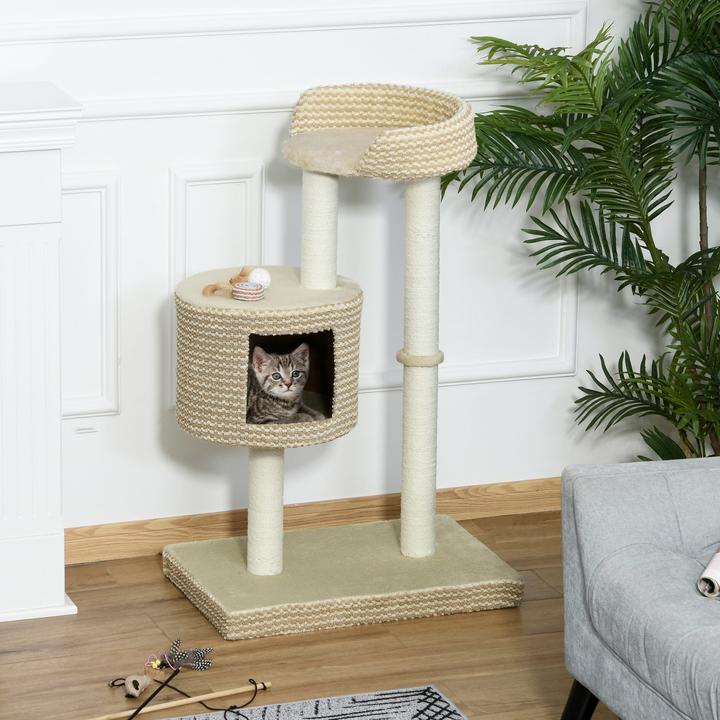 Actual product image Jamb Cat tree (96 cm, Beige+coffee)