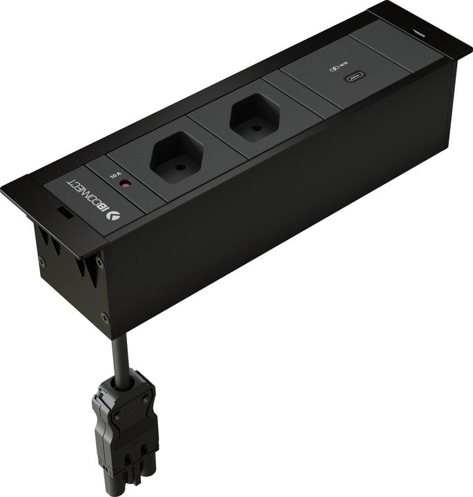 Produktbild Max Hauri CUBOBOX Steckdoseneinheit schwarz S 3-fach 2x Typ 13 1x USB-C 60W (2 x, USB-C, Typ 13, 0.30 m)
