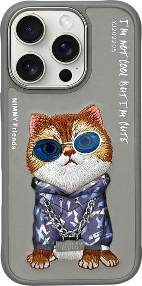 Actual product image Nimmy case iPhone 16 Pro 6.3" gray Glasses Cool Cat (Apple iPhone 16 Pro)