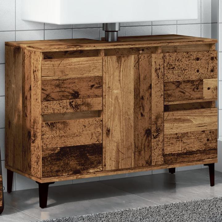 Immagine prodotto VidaXL Waschbeckenunterschrank Unterschrank Badschrank Badmöbel Altholz-Optik (80 x 33 x 60 cm)