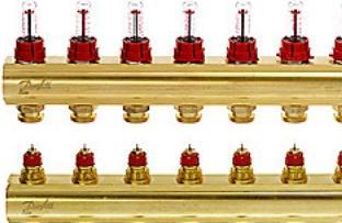 Produktbild Danfoss gulvvarmemanifold 7+7 - gulvvarmemanifold med flowmåler på hver slangekreds