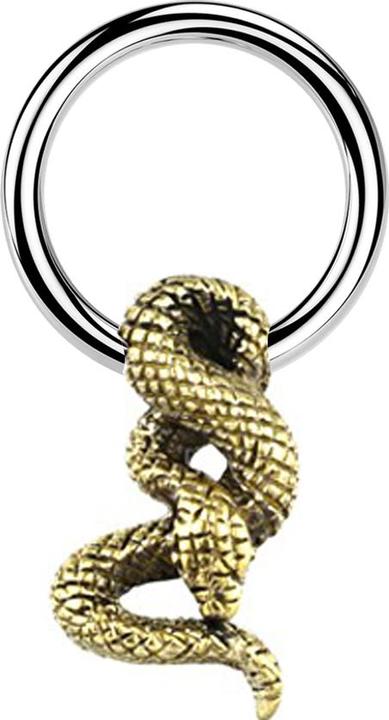 Image du produit Star Piercing Closure Bague argent serpent doré (Laiton, Acier chirurgical 316L)