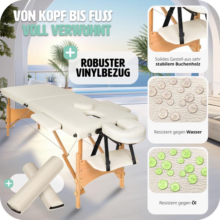 Produktbild tectake 2 Zonen Massageliege-Set Freddi mit 5cm Polsterung, Rollen und Holzgestell