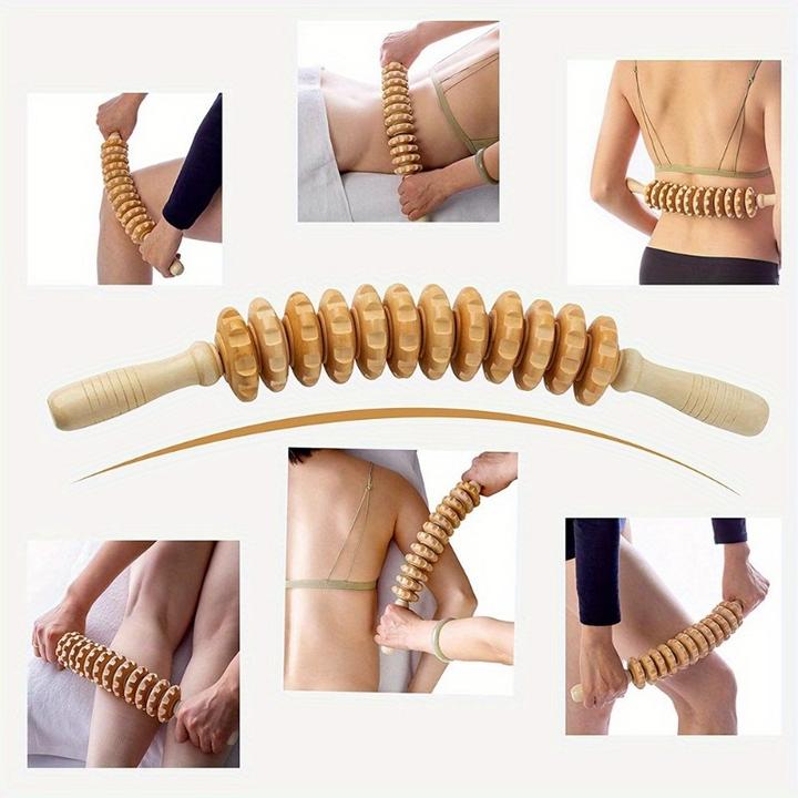 Image du produit PhoneLook Rouleau de massage en bois naturel anti-cellulite pour muscles et tissus profonds drainage lymphatiq