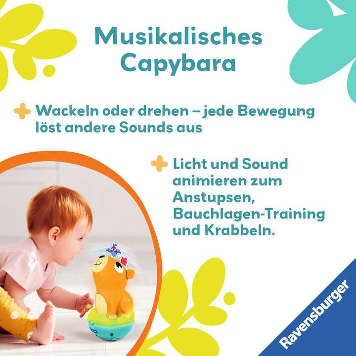 Actual product image Ravensburger 4874 play+ Musical stand-up spinning top: Capybara, Roly-Poly, stand-up male (German, English, French)