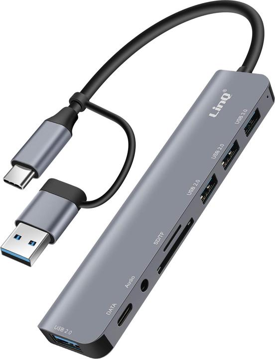 Produktbild LinQ IT7948 8-in-1 USB Hub (USB-A, USB-C, 8 Ports)