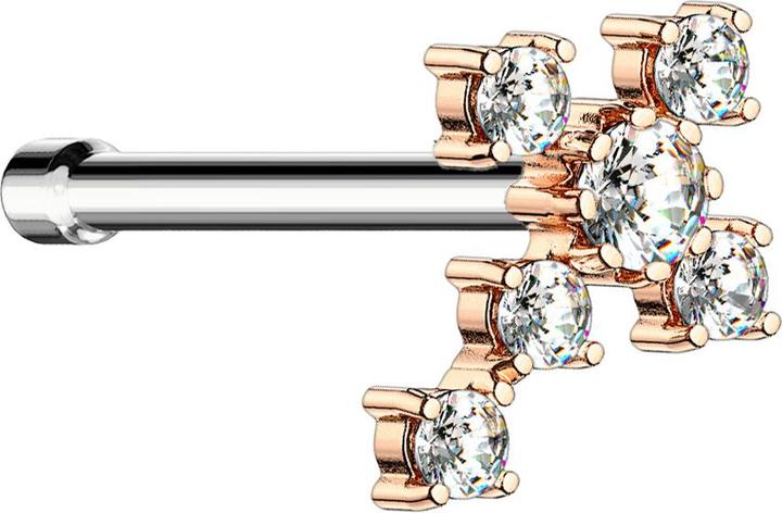Image du produit Star Piercing Nasenstecker gerade rosegold Kreuz mit Kristall silber (Acier chirurgical 316L, Laiton)
