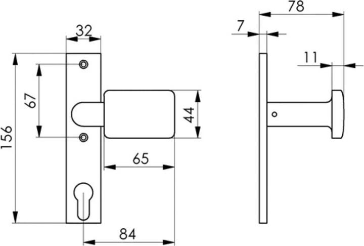 Image du produit Amf Plaque courte pour bouton de porte Forme carrée 8 mm (1 pcs)