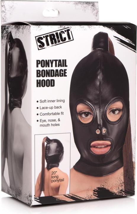 Actual product image Strict Leather Bondage Hood With Ponytail