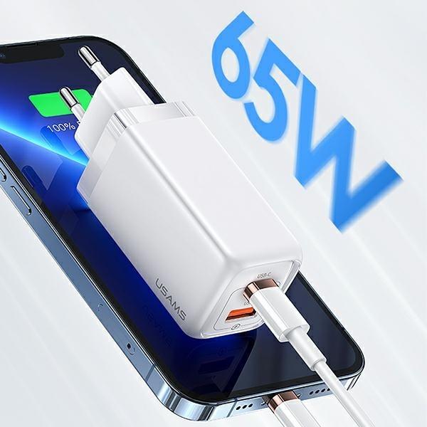Image du produit Usams Ład. siec. 1xUSB-C+1xUSB T47 65W PD Fast Charging Super Si czarny/black CC153TC01 (US-CC153) (65 W)