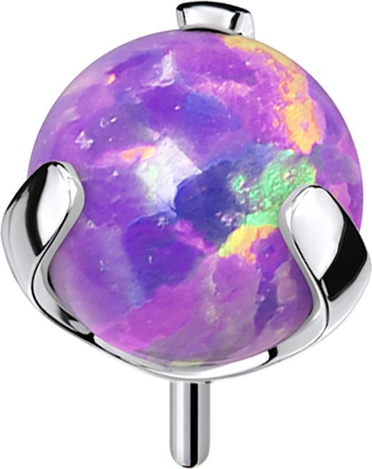 Star Piercing Threadless silber Kugel Opal violett gefasst (ohne Messing, Titan G23)
