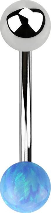 Image du produit Star Piercing Micro banane argentée avec boule et boule opale bleu clair (Acier chirurgical 316L, sans laiton)