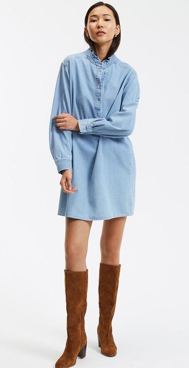 Produktbild La Redoute Collections Kurzes Jeanskleid mit Rüschenkragen (38)