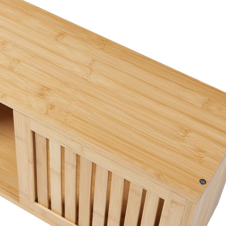 Image du produit En.Casa Étagère murale Grums avec deux portes coulissantes 92,5x20x33cm Bambou