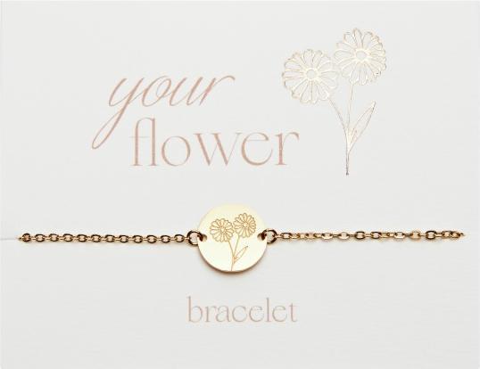 Actual product image HCA Armband - "Your Flower" - Edelstahl vergoldet - Aster (Stainless steel)