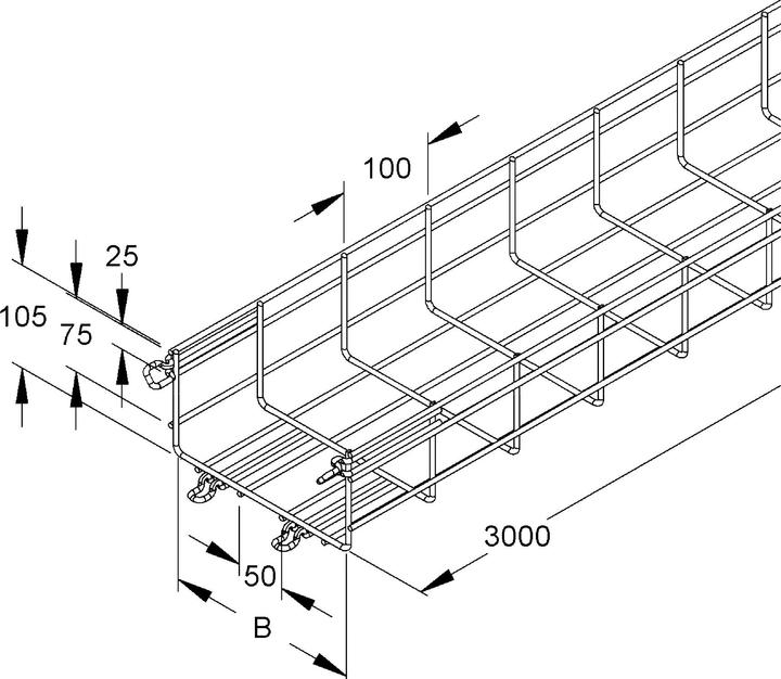 Niedax NIE MTC 105.200 V Mesh cable tray U-f w.swivel connection 105x200x3000mm CITO Sta