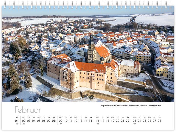 Produktbild Kalender Sachsen von oben kompakt 2026 (21 x 15 cm, Kein Einband, Deutsch)