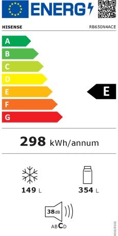 Etichetta energetica Hisense RB650N4ACE Frigorifero Combinato Capacità 354 Litri (503 l)